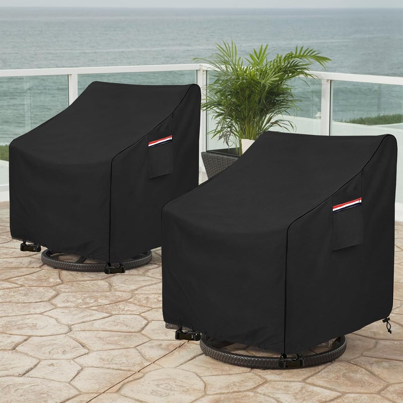 okcool Outdoor Swivel Chair Cover 2 Pack,Outdoor Furniture Patio Chair Covers Waterproof Clearance,(33"W x 35"D x 38.5"H) Outdoor Lawn Patio Furniture Covers,Black - Image 5